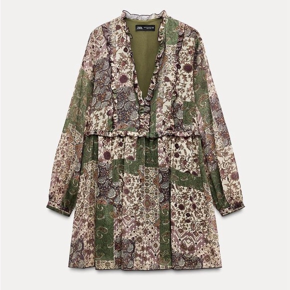 Zara Ruffled Print Mini Dress - Picture 8 of 12